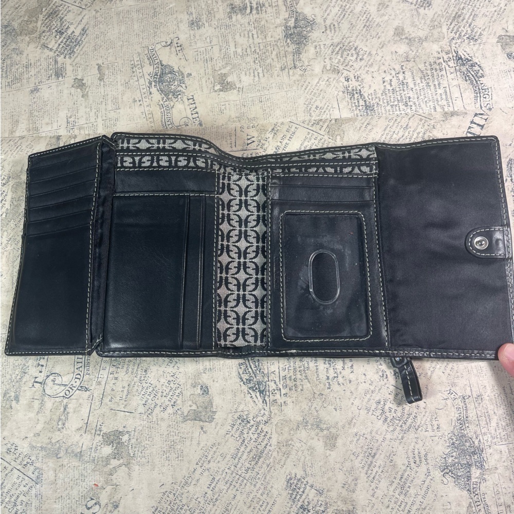 Fossil Wallet Trifold Canvas Monogram Brown Leath… - image 7